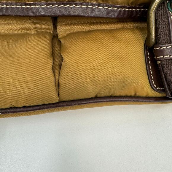 Eddie Bauer Down Filled Puffer Bag Crossbody Tan Brown Leather Outdoor Gorpcore - Picture 13 of 14